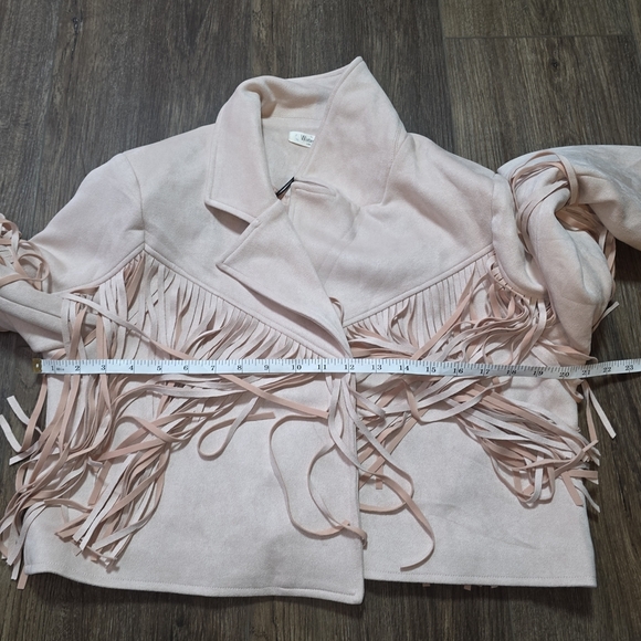 NWT Wisteria Lane Los Angeles Pink Fringe Suede Jacket Western Boho Size Large - Picture 8 of 13